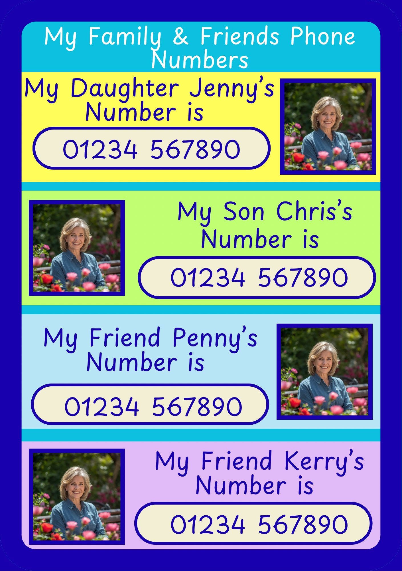 Family / Friends Contact Card