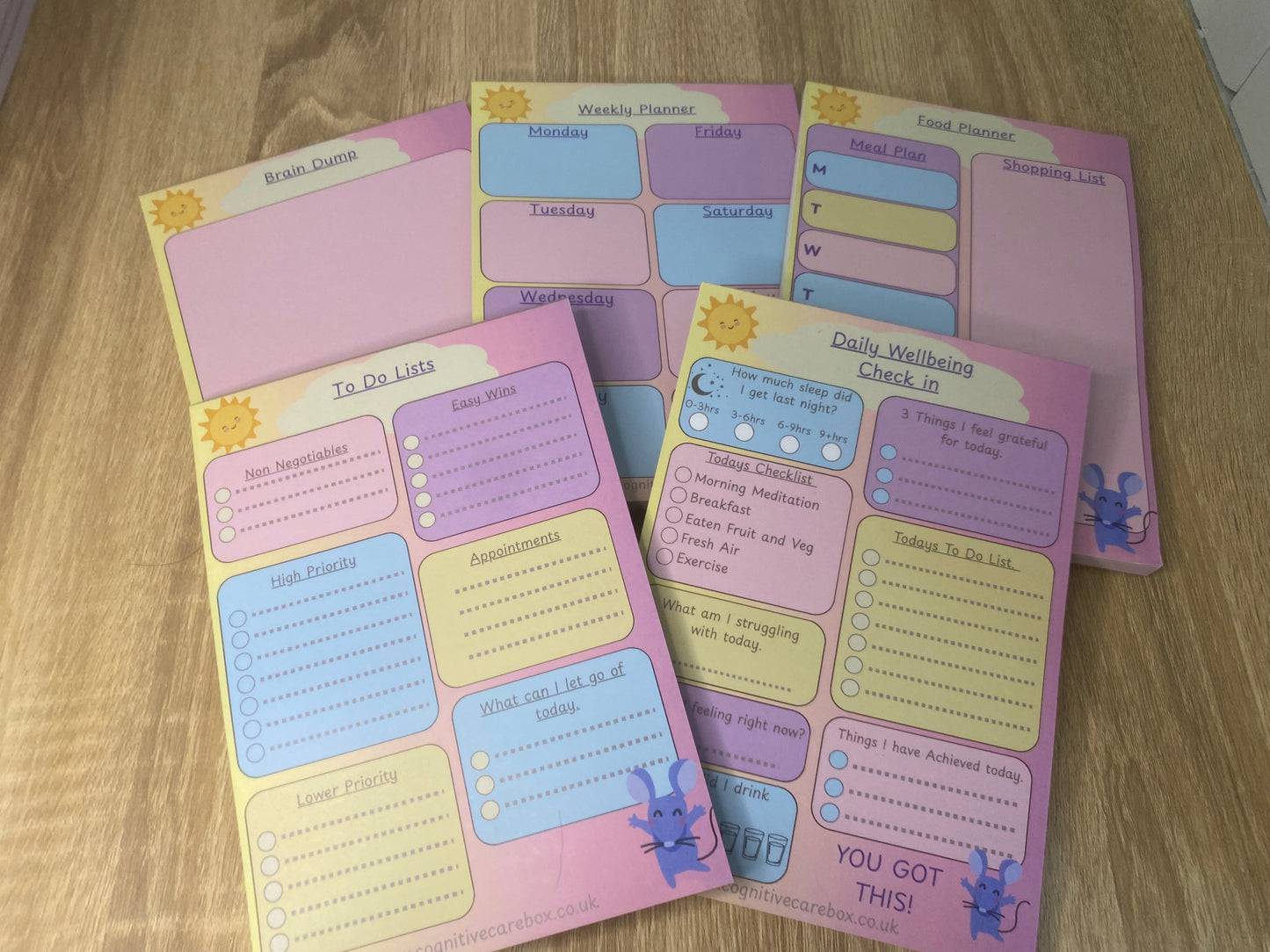 Food Planner & Shopping List Notepad – A5 | 50 Pages | Pastel Colours | Well-Being Collection