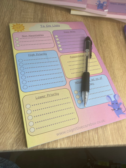 Prioritised To-Do List Notepad – A5 | 50 Pages | Pastel Design | Mental Health & Well-Being Collection