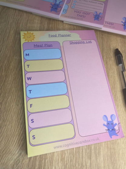 Food Planner & Shopping List Notepad – A5 | 50 Pages | Pastel Colours | Well-Being Collection