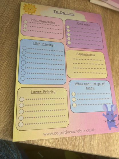 Prioritised To-Do List Notepad – A5 | 50 Pages | Pastel Design | Mental Health & Well-Being Collection