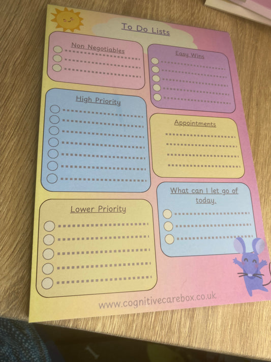 Prioritised To-Do List Notepad – A5 | 50 Pages | Pastel Design | Mental Health & Well-Being Collection