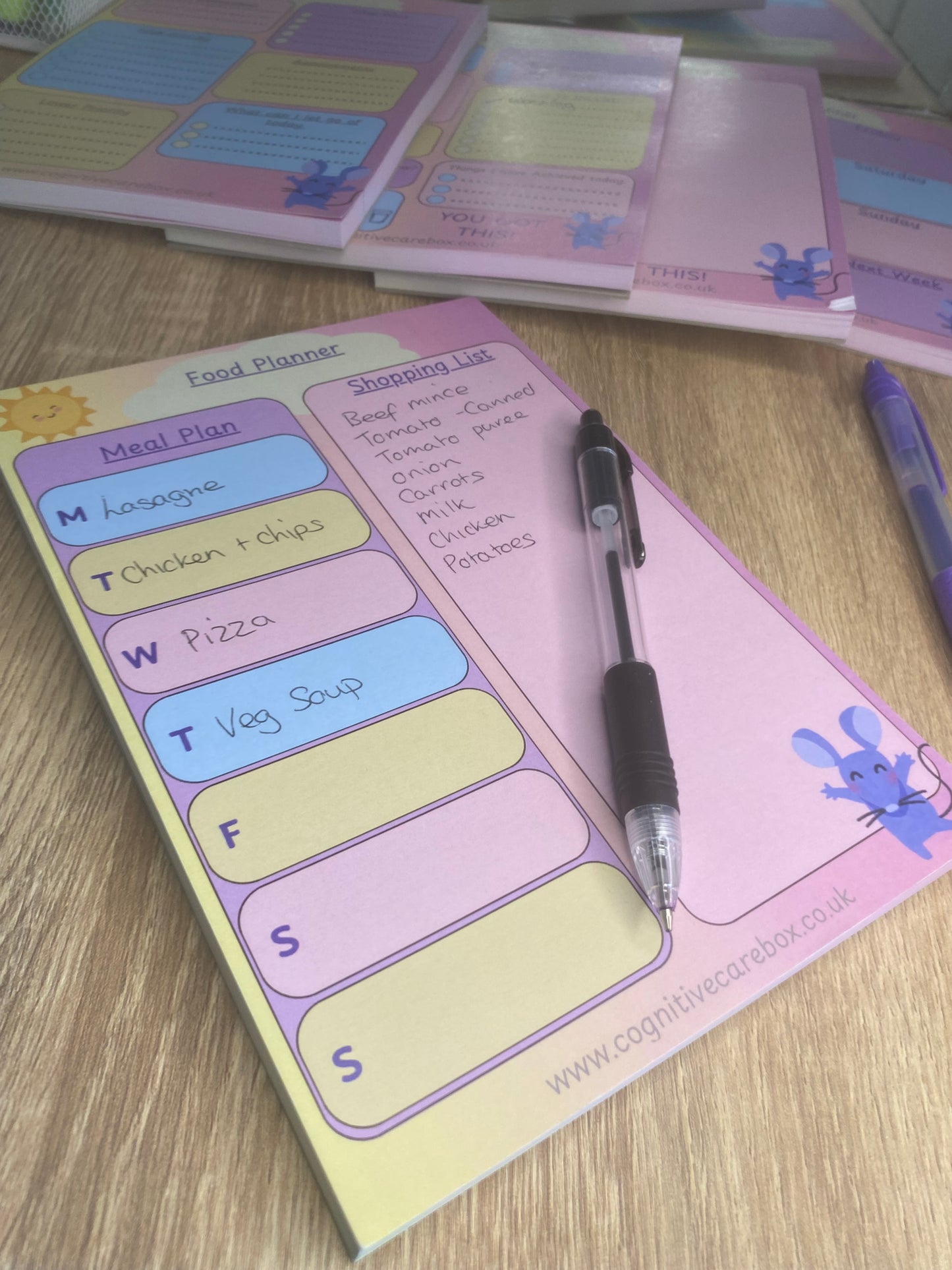 Food Planner & Shopping List Notepad – A5 | 50 Pages | Pastel Colours | Well-Being Collection