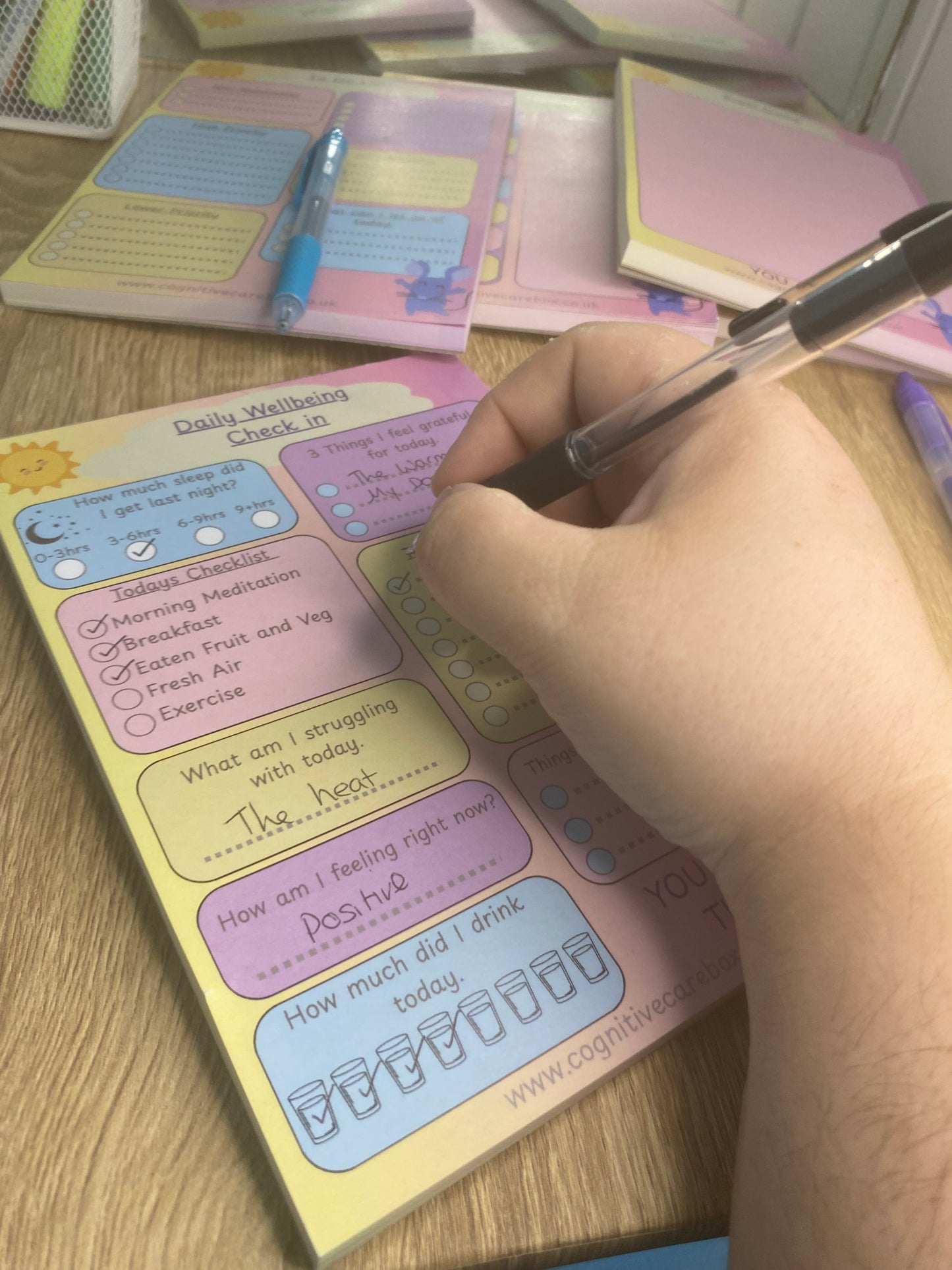 Daily Well-Being Check-In Notepad – A5 | 50 Pages | Pastel Colours | Mental Health & Wellness Collection